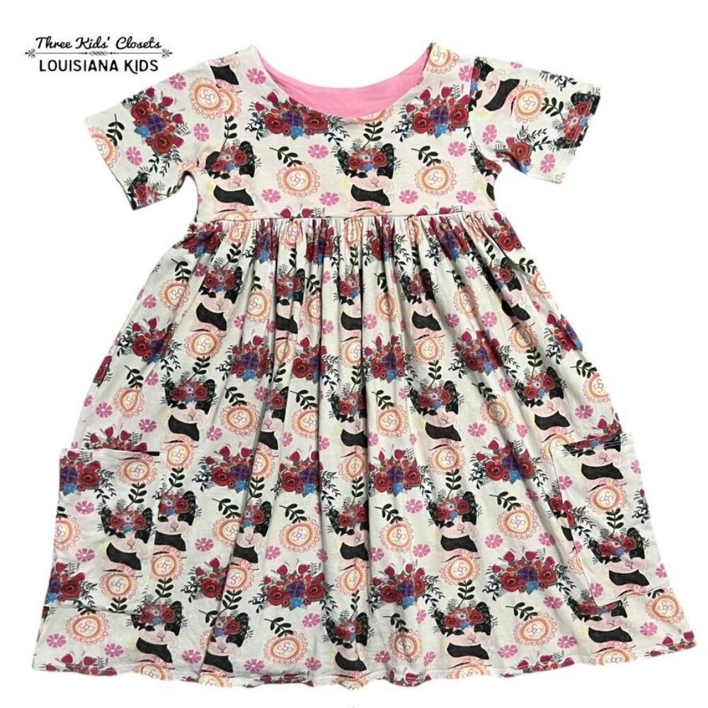 Placard Originals 9/10Y Floral Kitten Cat Dress